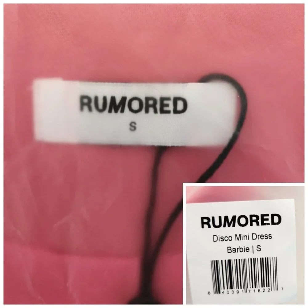 RUMORED Disco Mini Dress V Neck – Barbie Size S Pink NWT - Picture 5 of 7